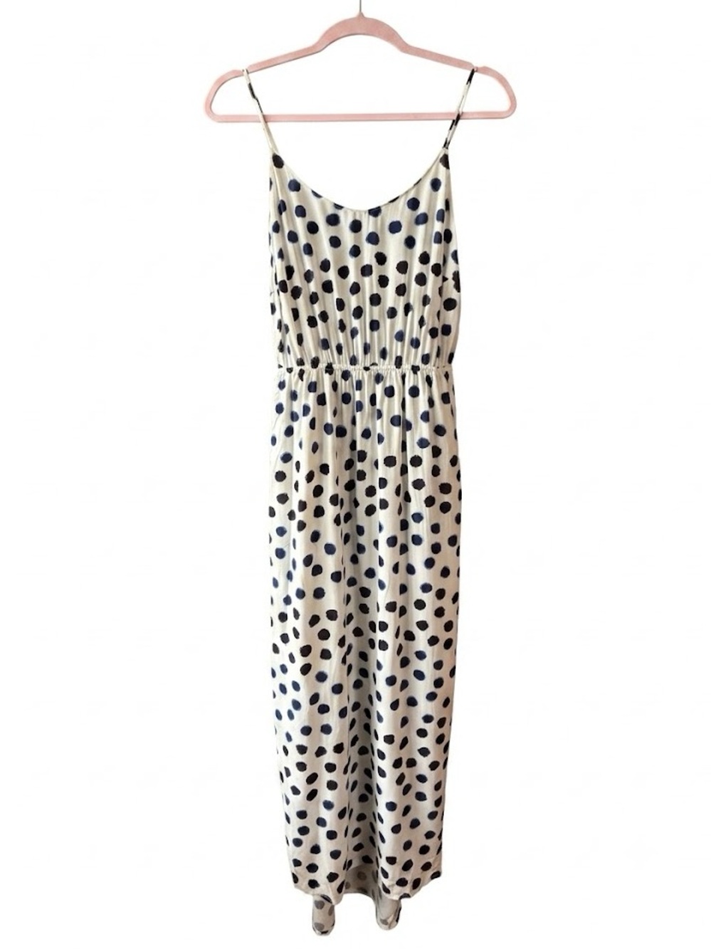 Old Navy Polka Dot Maxi Dress Watercolor Abstract Blue & White Size Small
